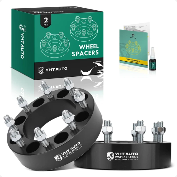 2 Pcs 2 inches Black 8x6.69 to 8x6.69 inches Wheel Spacers M14x1.5 130mm for Ford F-250