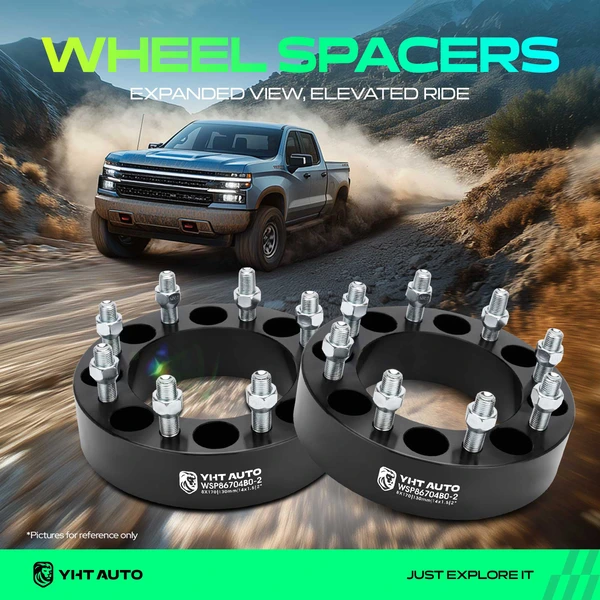 2 Pcs 2 inches Black 8x6.69 to 8x6.69 inches Wheel Spacers M14x1.5 130mm for Ford F-250