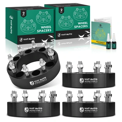 4 Pcs 2 inches Black 8x6.69 to 8x6.69 inches Wheel Spacers M14x1.5 130mm