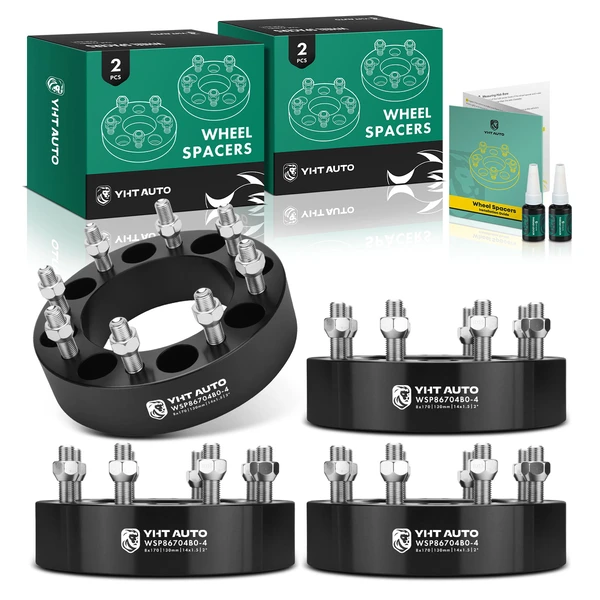 4 Pcs 2 inches Black 8x6.69 to 8x6.69 inches Wheel Spacers M14x1.5 130mm for Ford F-250