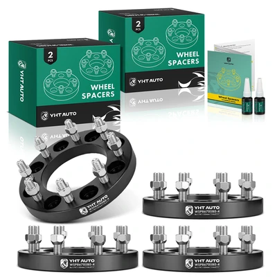 4 Pcs 1 inches Black 8x6.69 to 8x6.69 inches Wheel Spacers M14x2 125mm