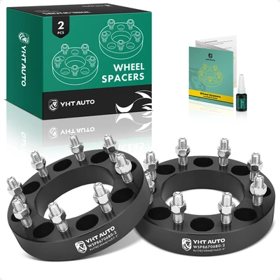 2 Pcs 1.5 inches Black 8x6.69 to 8x6.69 inches Wheel Spacers M14x2 125mm