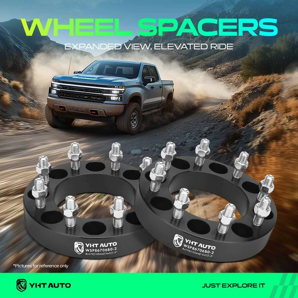 2 Pcs 1.5 inches Black 8x6.69 to 8x6.69 inches Wheel Spacers M14x2 125mm for 1999-2016 Ford F-250 Super Duty