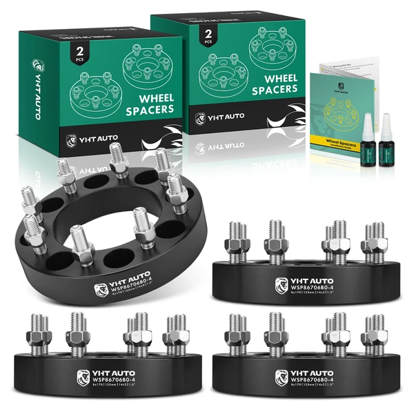 4 Pcs 1.5 inches Black 8x6.69 to 8x6.69 inches Wheel Spacers M14x2 125mm for Ford Excursion