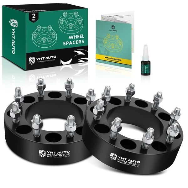 2 Pcs 2 inches Black 8x6.69 to 8x6.69 inches Wheel Spacers M14x2 125mm for 2000-2002 Ford Excursion