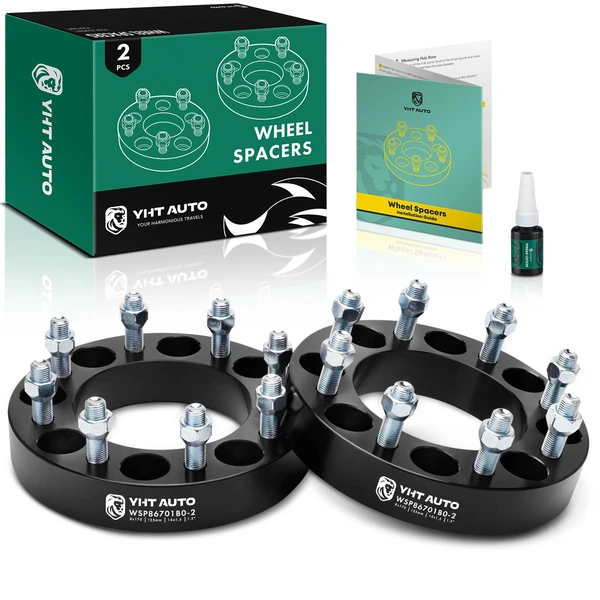 2 Pcs 1.5 inches Black 8x6.69 to 8x6.69 inches Wheel Spacers M14x1.5 125mm for 2003-2022 Ford F-250 Super Duty