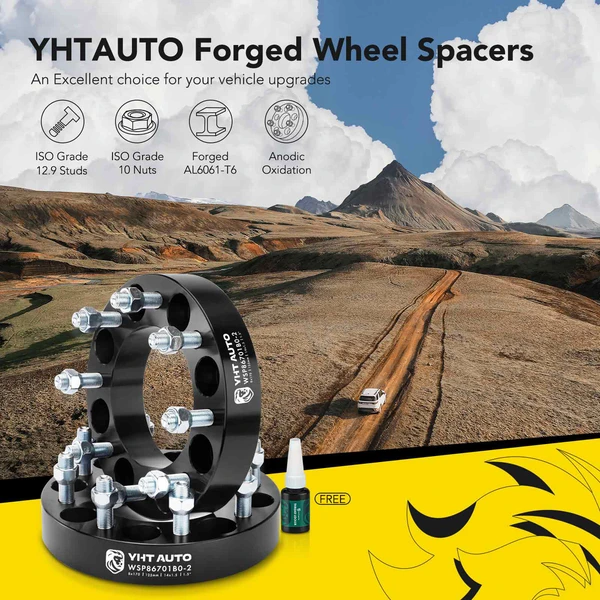 2 Pcs 1.5 inches Black 8x6.69 to 8x6.69 inches Wheel Spacers M14x1.5 125mm for 2003-2022 Ford F-250 Super Duty