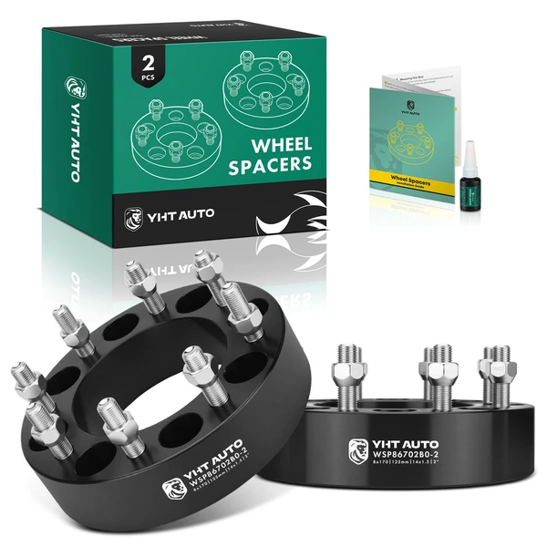 2 Pcs 2 inches Black 8x6.69 to 8x6.69 inches Wheel Spacers M14x1.5 125mm for Ford F-250