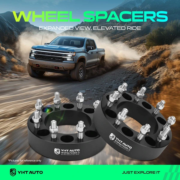 2 Pcs 2 inches Black 8x6.69 to 8x6.69 inches Wheel Spacers M14x1.5 125mm for Ford F-250