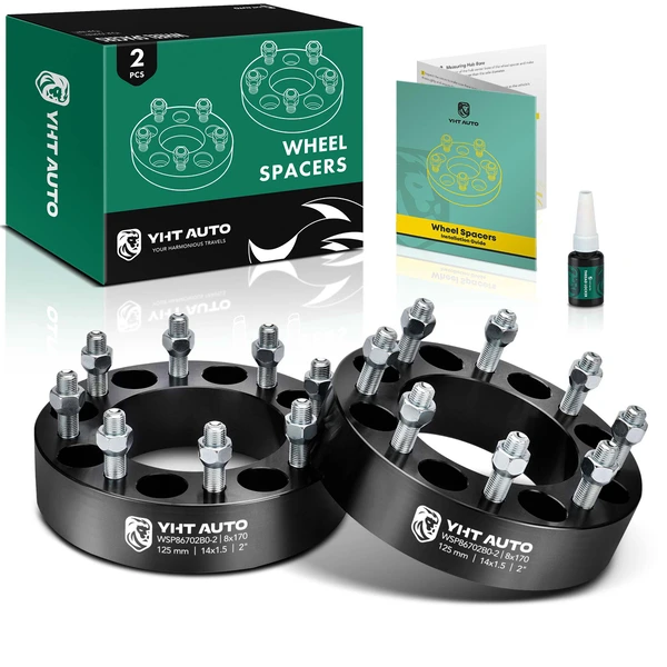 2 Pcs 2 inches Black 8x6.69 to 8x6.69 inches Wheel Spacers M14x1.5 125mm for 2003-2023 Ford F-250 Super Duty