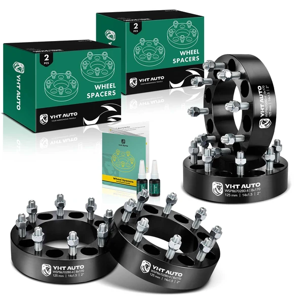 4 Pcs 2 inches Black 8x6.69 to 8x6.69 inches Wheel Spacers M14x1.5 125mm for 2003-2005 Ford Excursion