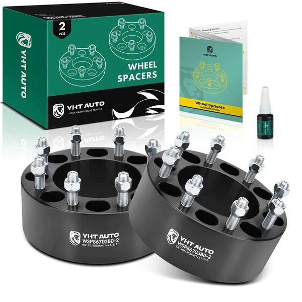 2 Pcs 3 inches Black 8x6.69 to 8x6.69 inches Wheel Spacers M14x1.5 125mm for 2003-2023 Ford F-250 Super Duty