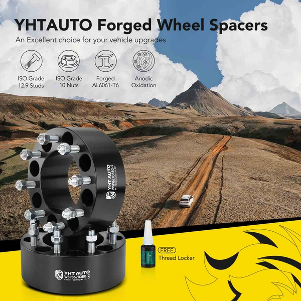 2 Pcs 3 inches Black 8x6.69 to 8x6.69 inches Wheel Spacers M14x1.5 125mm for 2003-2023 Ford F-250 Super Duty