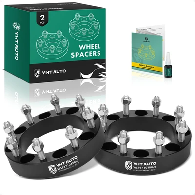 2 Pcs 1.5 inches Black 8x7.08 to 8x7.08 inches Wheel Spacers M14x1.5 146mm