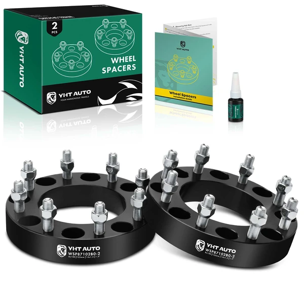 2 Pcs 1.5 inches Black 8x7.08 to 8x7.08 inches Wheel Spacers M14x1.5 125mm for Chevrolet GMC