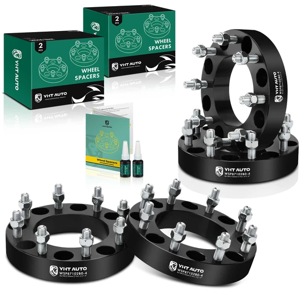 4 Pcs 1.5 inches Black 8x7.08 to 8x7.08 inches Wheel Spacers M14x1.5 125mm for 2011-2022 Chevrolet Silverado 3500 HD
