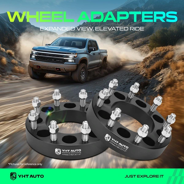 2 Pcs 1.5 inches Black 8x6.5 to 8x7.086 inches Wheel Adapters M14x1.5 117mm for 1988-1998 Chevrolet C3500