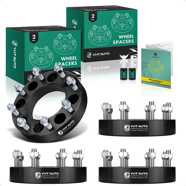 4 Pcs 1.5 inches Black 8x6.5 to 8x7.086 inches Wheel Adapters M14x1.5 117mm for 2000-2013 Chevrolet Suburban 2500