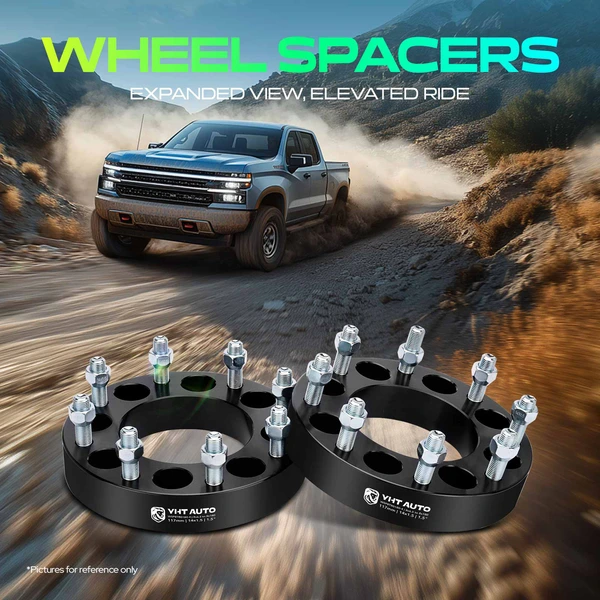 4 Pcs 1.5 inches Black 8x6.5 to 8x7.086 inches Wheel Adapters M14x1.5 117mm for 2000-2013 Chevrolet Suburban 2500