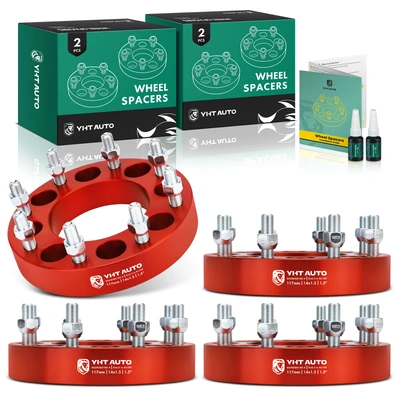 4 Pcs 1.5 inches Red 8x6.5 to 8x7.086 inches Wheel Adapters M14x1.5 117mm