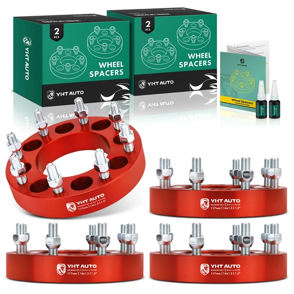 4 Pcs 1.5 inches Red 8x6.5 to 8x7.086 inches Wheel Adapters M14x1.5 117mm for 1988-1998 GMC C3500