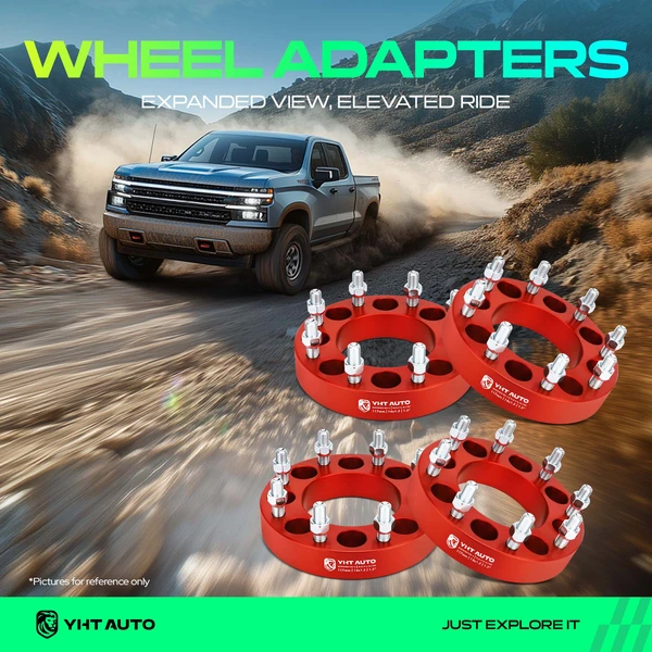 4 Pcs 1.5 inches Red 8x6.5 to 8x7.086 inches Wheel Adapters M14x1.5 117mm for 1988-1998 GMC C3500