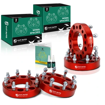 4 Pcs 1.5 inches Red 8x6.5 to 8x7.086 inches Wheel Adapters M14x1.5 117mm