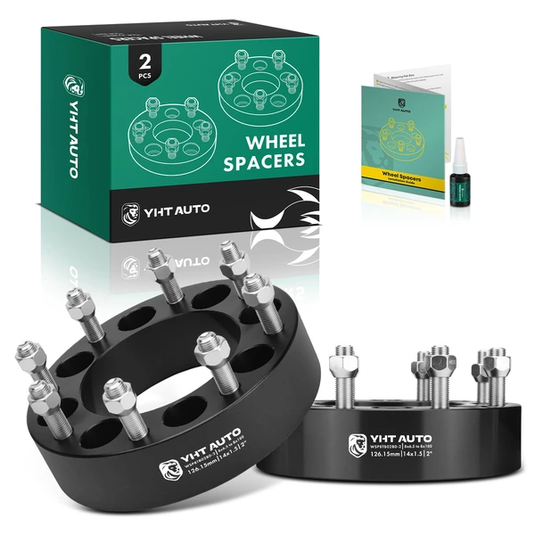 2 Pcs 2 inches Black 8x6.5 to 8x7.086 inches Wheel Adapters M14x1.5 126.15mm for 1988-1998 Chevrolet K3500