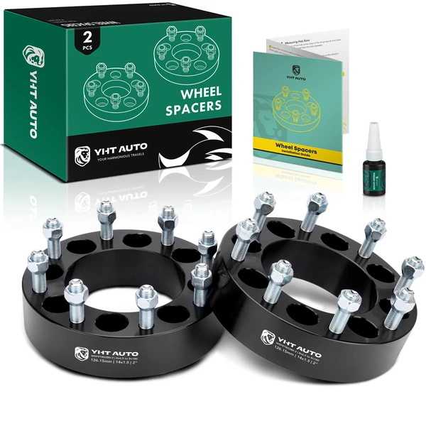 2 Pcs 2 inches Black 8x6.5 to 8x7.086 inches Wheel Adapters M14x1.5 126.15mm for 2001-2010 Chevrolet Silverado 2500 HD