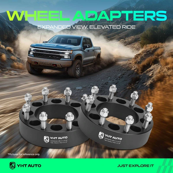 4 Pcs 2 inches Black 8x6.5 to 8x7.086 inches Wheel Adapters M14x1.5 126.15mm for 1988-1998 GMC K3500