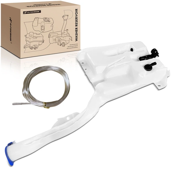 Windshield Washer Reservoir Tank with Pump Neck Cap Sensor Hose Bracket for 2015-2023 Ford Edge