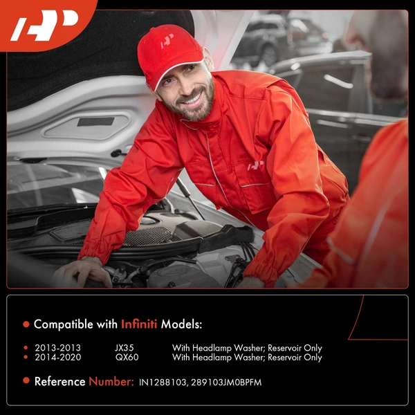 Windshield Washer Reservoir Tank for INFINITI QX60 2014-2020 JX35 2013 Headlamp