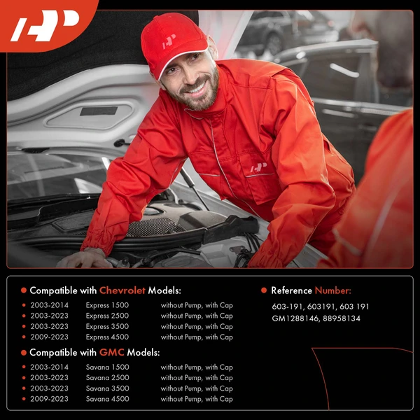 Windshield Washer Reservoir with Cap for Chevy Express 1500 GMC Savana 1500 2003-2014