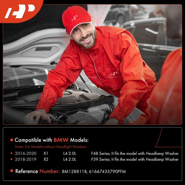 Windshield Washer Reservoir with Cap & Pump for BMW X1 F48 2016-2020 X2 F39