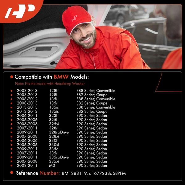 Windshield Washer Reservoir with Pump & Cap for BMW 323i 325xi 328i xDrive 335d