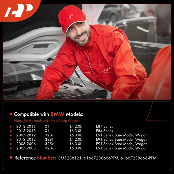 Windshield Washer Reservoir with Cap Pump Sensor Inlet for BMW X1 328i 325xi 328xi