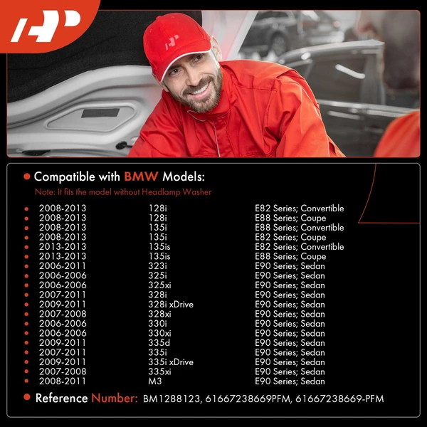 Windshield Washer Reservoir with Pump Cap Sensor Hose Inlet for BMW 128i 325i 328i