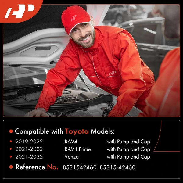 Washer Reservoir with Pump & Cap for Toyota RAV4 2019-2022 RAV4 Prime Venza 2021-2022