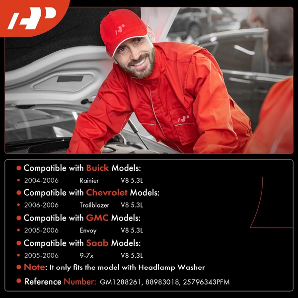 Windshield Washer Reservoir with Pump & Cap with Headlamp Washer for Chevy GMC Buick