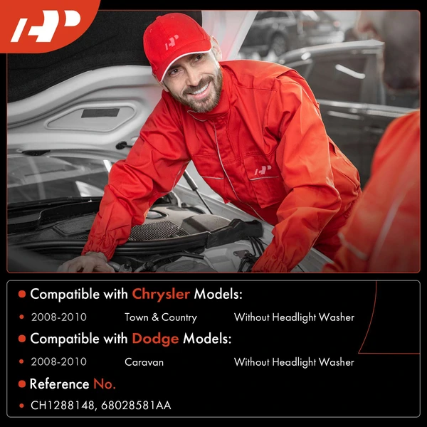 Windshield Washer Fluid Reservoir with Cap & Pump for 2008-2010 Dodge Grand Caravan