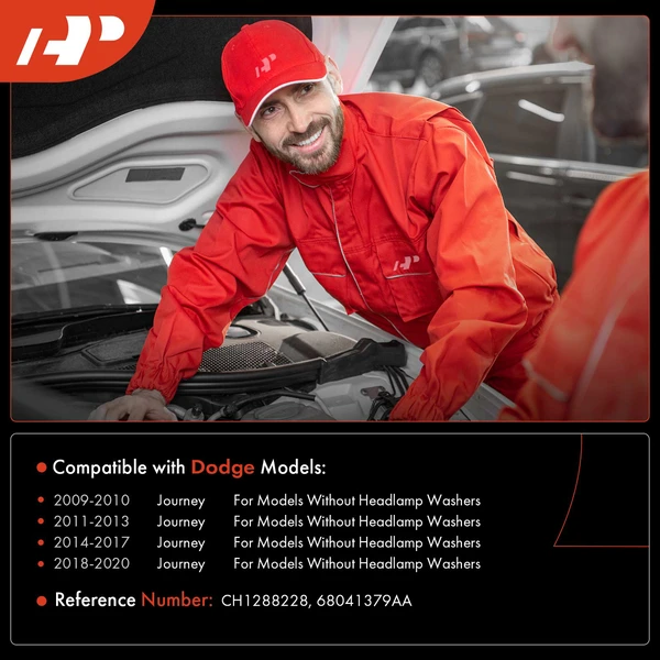 Windshield Washer Fluid Reservoir with Cap & Pump for Dodge Journey 2009-2020