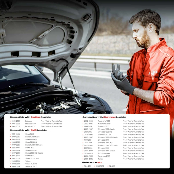 Front Windshield Washer Pump Hose for Chevy Silverado 1500 2500 GMC Sierra 1500