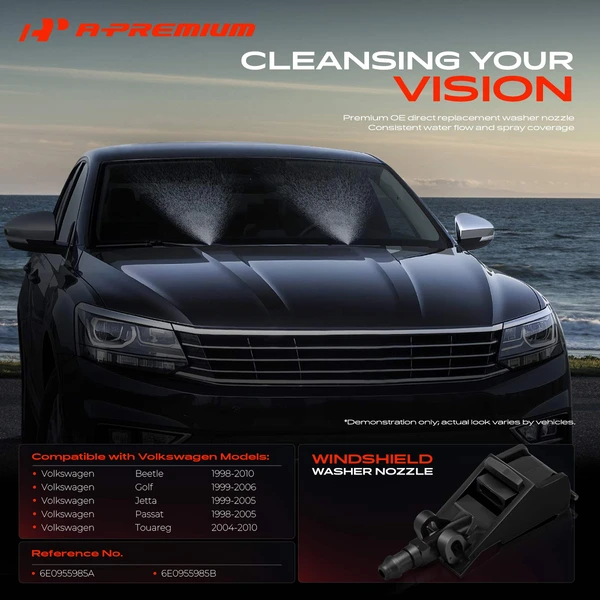 2 Pcs Driver & Passenger Windshield Washer Nozzle for Volkswagen Jetta Passat Golf