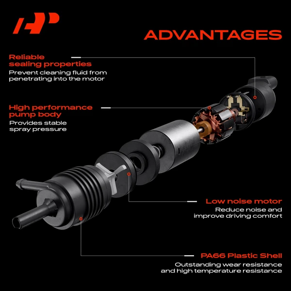 Front or Rear Windshield Washer Pump with Rubber Grommet for Land Rover Range Rover