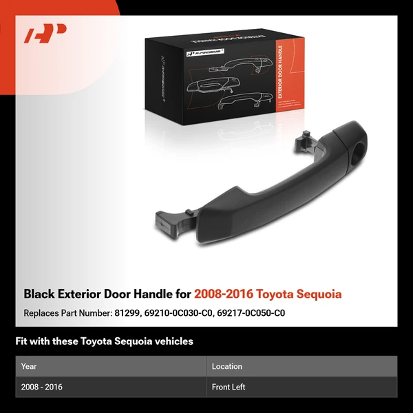 Black Exterior Door Handle for 2008-2016 Toyota Sequoia