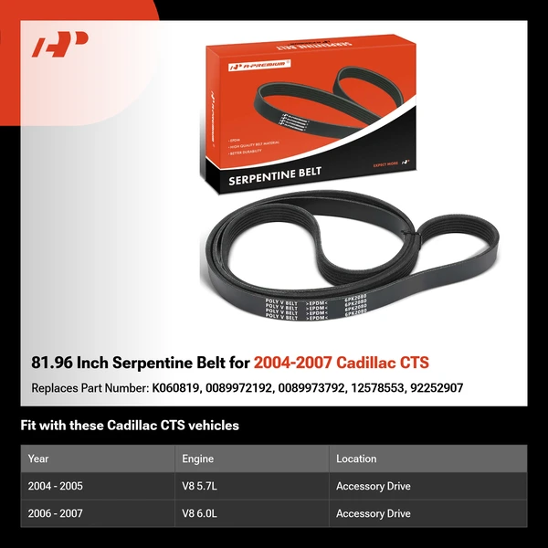 81.96 Inch Serpentine Belt for 2004-2007 Cadillac CTS