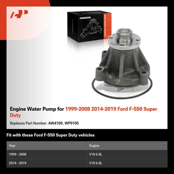 Engine Water Pump for 1999-2008 2014-2019 Ford F-550 Super Duty