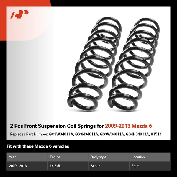 2 Pcs Front Suspension Coil Springs for 2009-2013 Mazda 6
