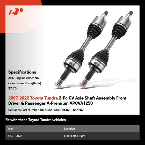 2007-2022 Toyota Tundra 2-Pc CV Axle Shaft Assembly Front Driver & Passenger A-Premium APCVA1250