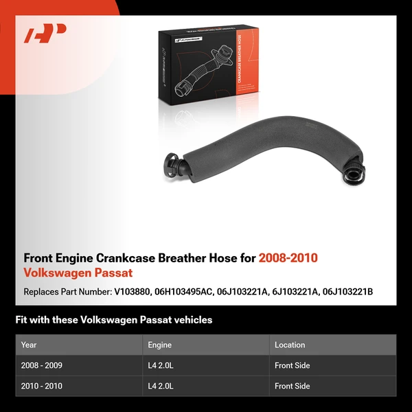Front Engine Crankcase Breather Hose for 2008-2010 Volkswagen Passat